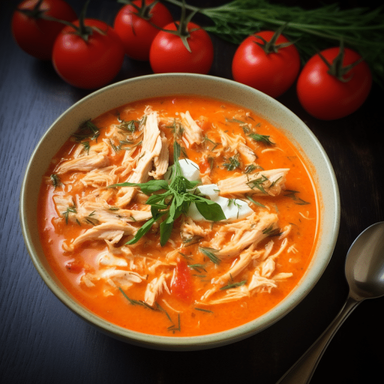 Easy Creamy Tomato, Chicken & Rice Soup