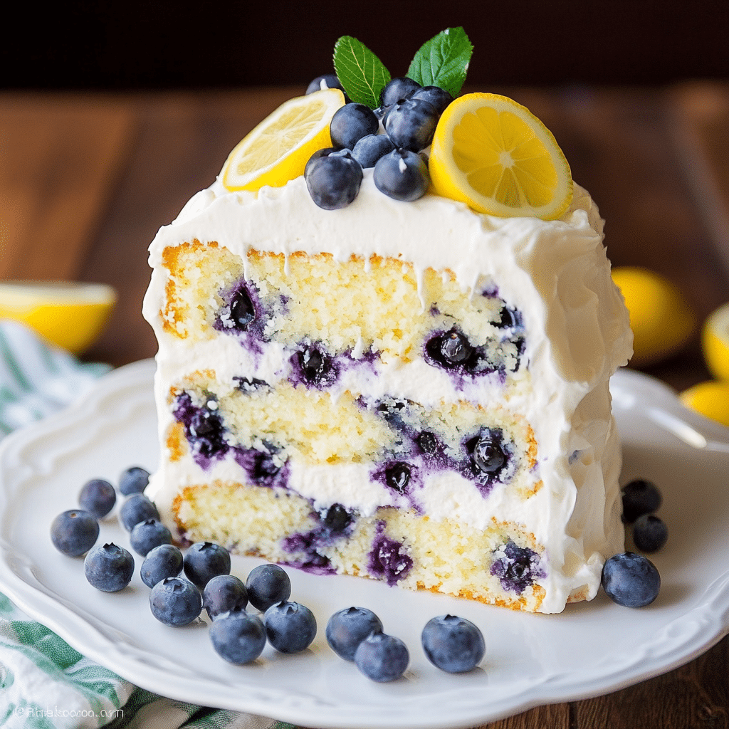 Lemon Blueberry Cake with Mascarpone Frosting