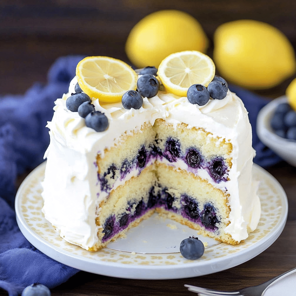 Lemon Blueberry Cake with Mascarpone Frosting