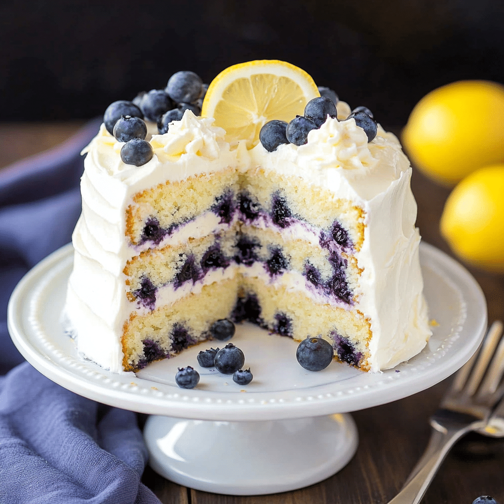 Lemon Blueberry Cake with Mascarpone Frosting