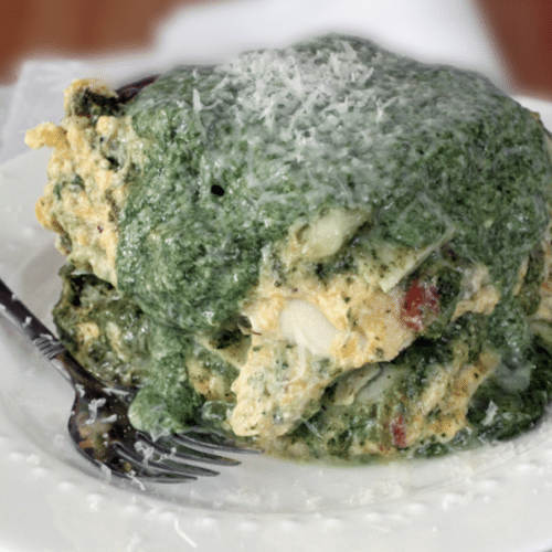 Butternut Squash Lasagna with Parmesan Spinach Sauce