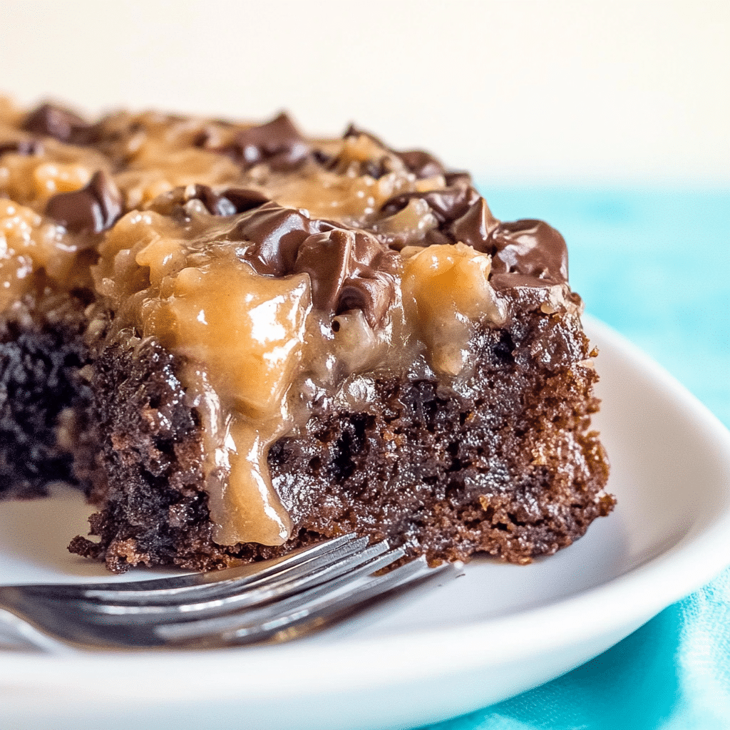 German Chocolate Poke Cake