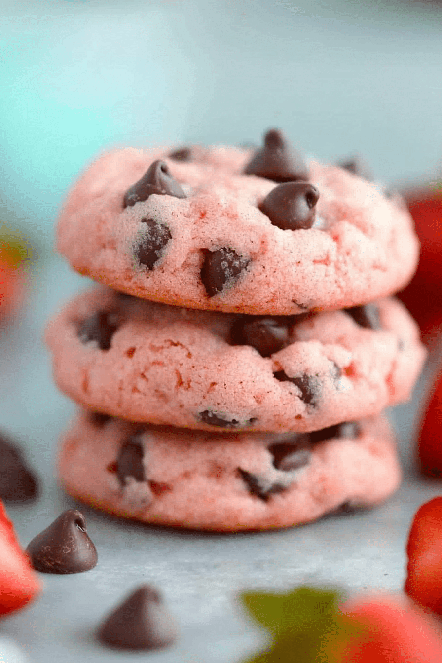 Strawberry Cake Mix Cookies With Chocolate Chips