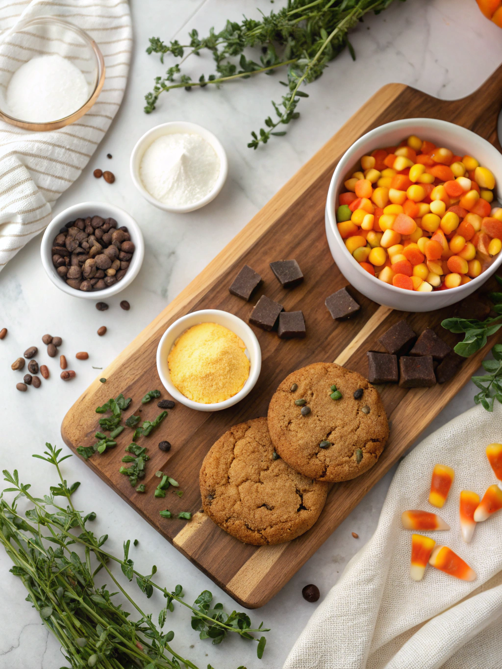 Candy Corn Chocolate Chip Cookie Cake Recipe ingredients