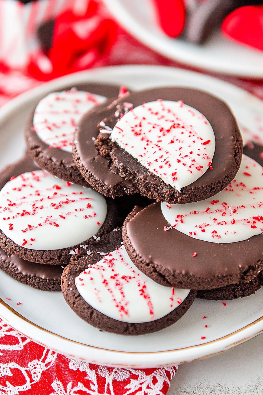 Chocolate Peppermint Shortbread Cookies Recipe Final Dish Presentation
