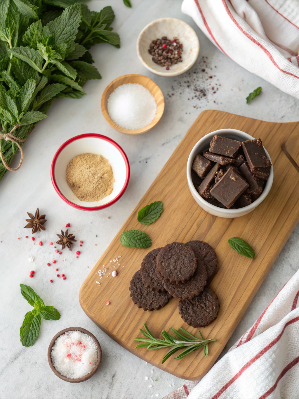 Chocolate Peppermint Shortbread Cookies Recipe ingredients