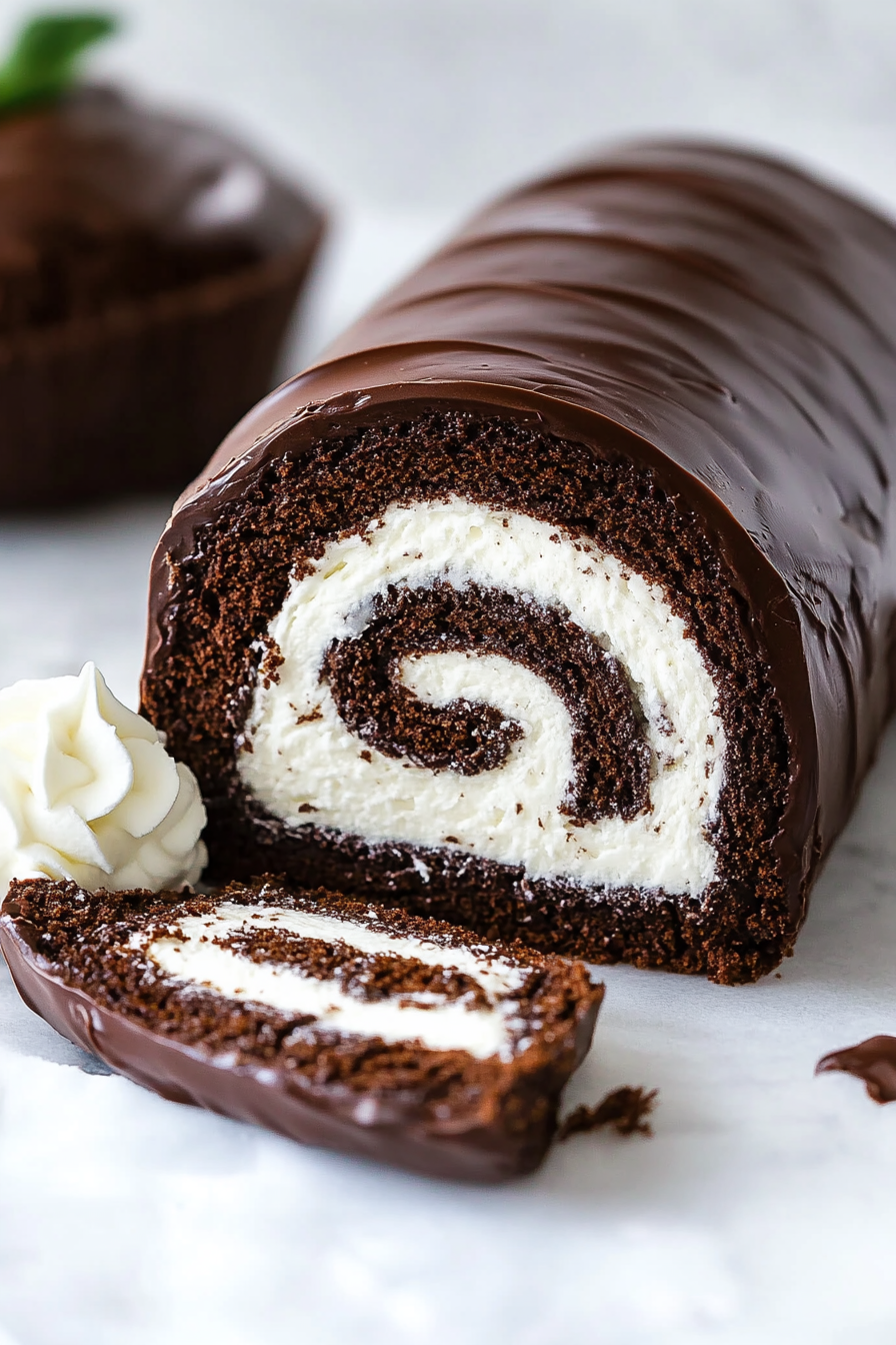 Chocolate Swiss Roll Recipe Final Dish Presentation