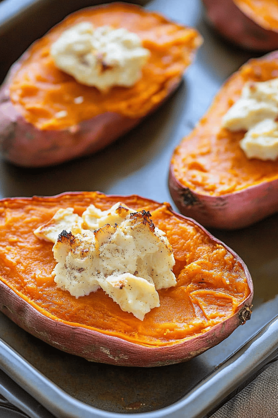 Easy Baked Sweet Potatoes Final Dish Presentation