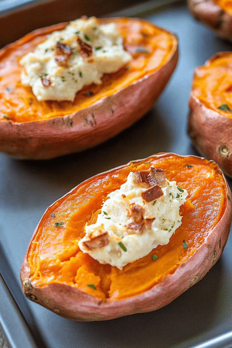 Easy Baked Sweet Potatoes Final Dish Presentation