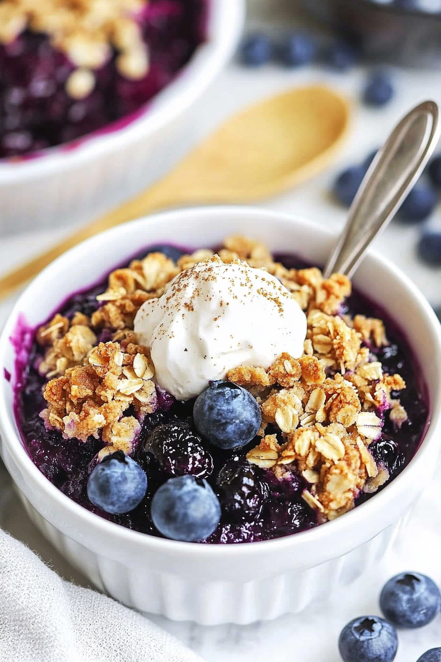 Easy Blueberry Crisp Recipe - A Quick and Delicious Dessert Idea Final Dish Presentation