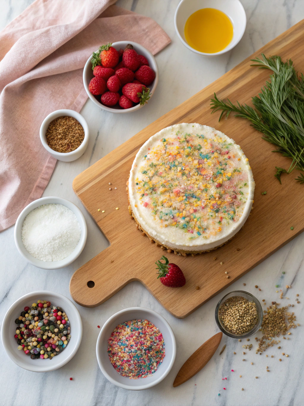 Funfetti Cheesecake Recipe with a Cake Base ingredients