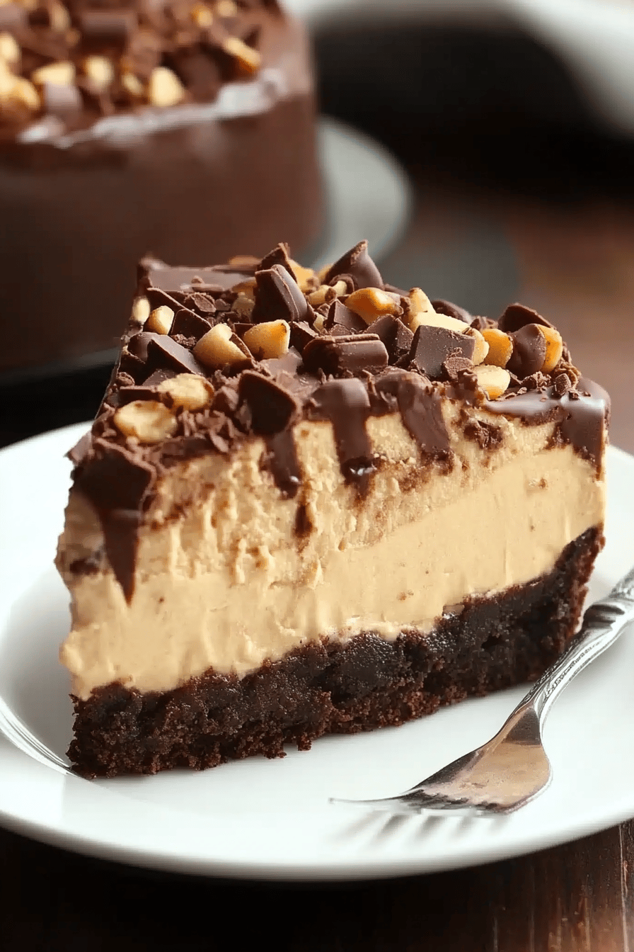 German Chocolate Cheesecake Final Dish Presentation