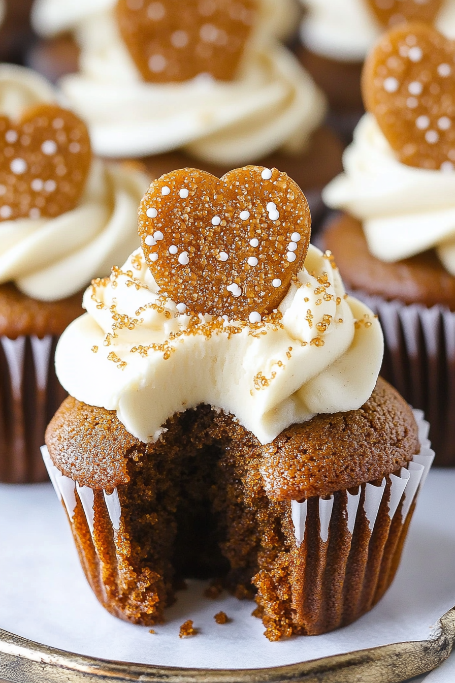 Gingerbread Cupcakes with Caramel Molasses Cream Cheese Frosting Recipe Final Dish Presentation
