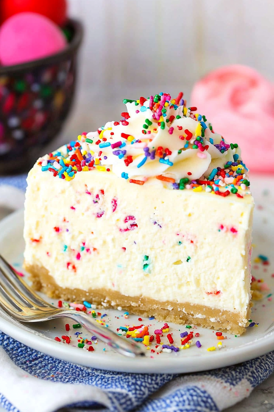 How to Make a No-Bake Funfetti Cheesecake Final Dish Presentation