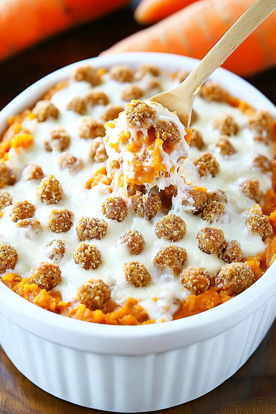 Loaded Sweet Potato Casserole Recipe Full of Scrumptious Toppings Final Dish Presentation
