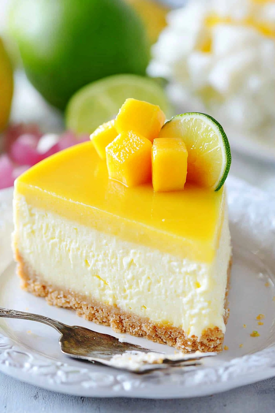 Mango Key Lime Cheesecake Recipe Final Dish Presentation