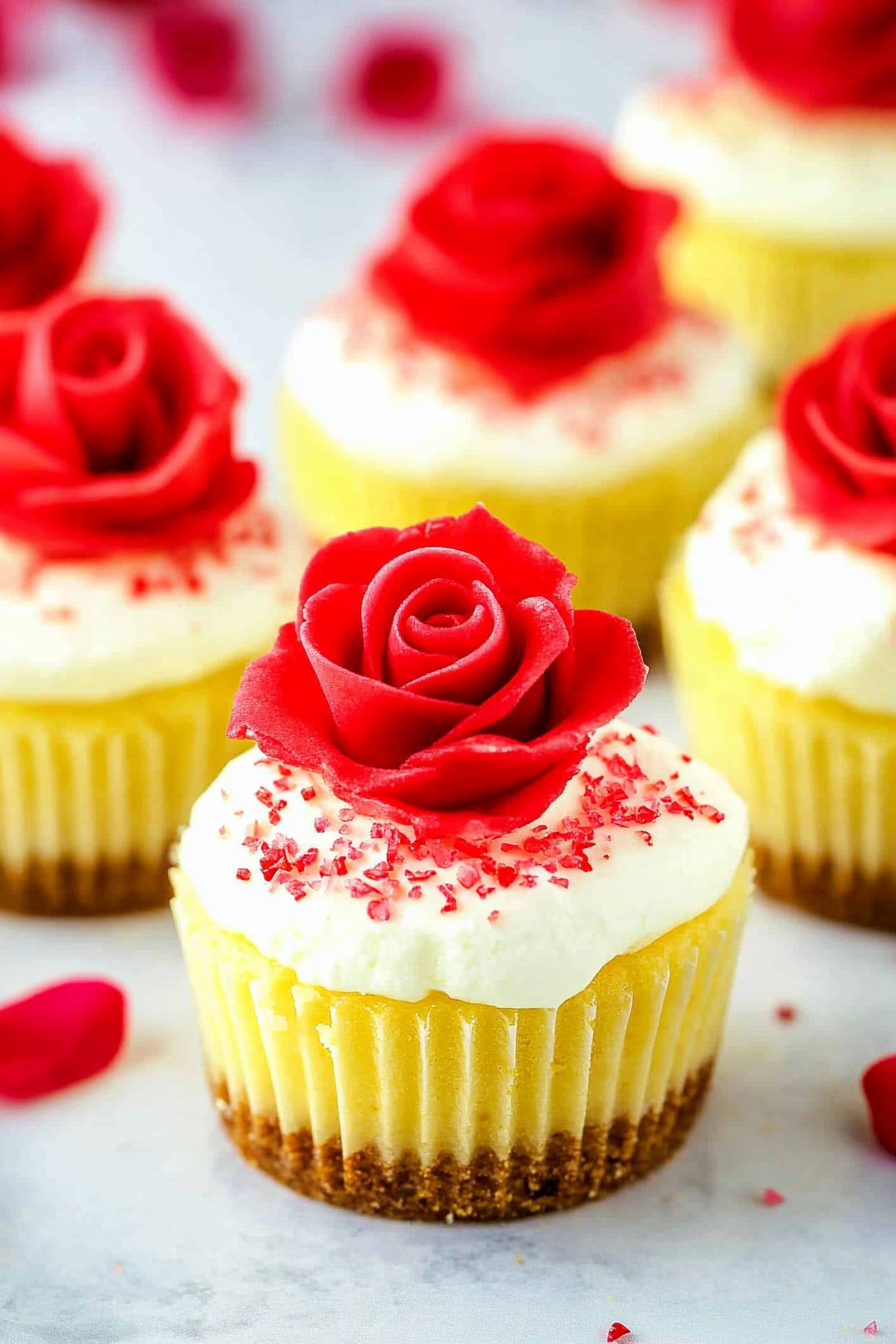 Mini Rose Cheesecakes Recipe Final Dish Presentation