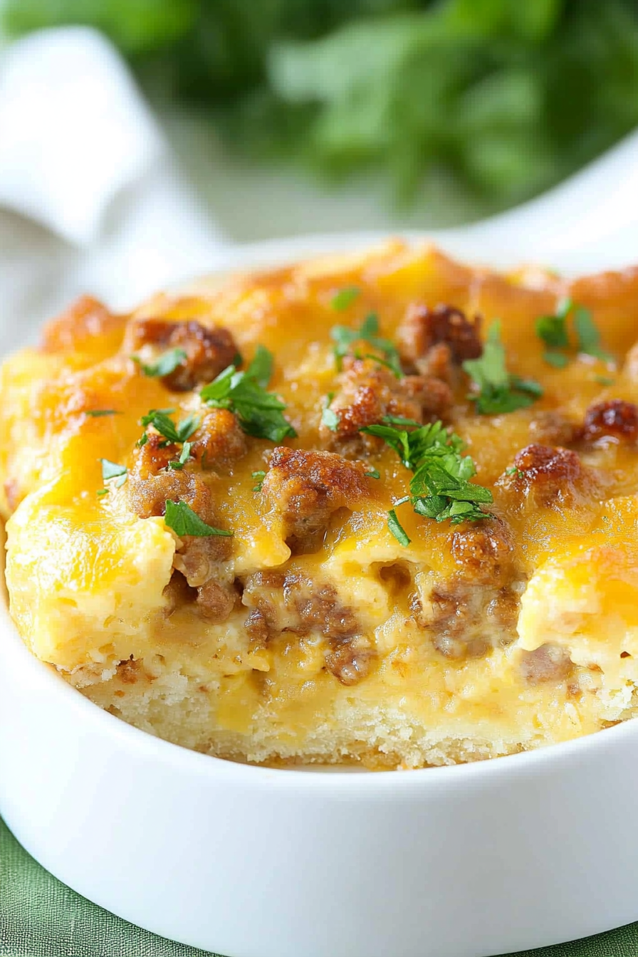 Overnight Sausage and Egg Breakfast Casserole Recipe Final Dish Presentation