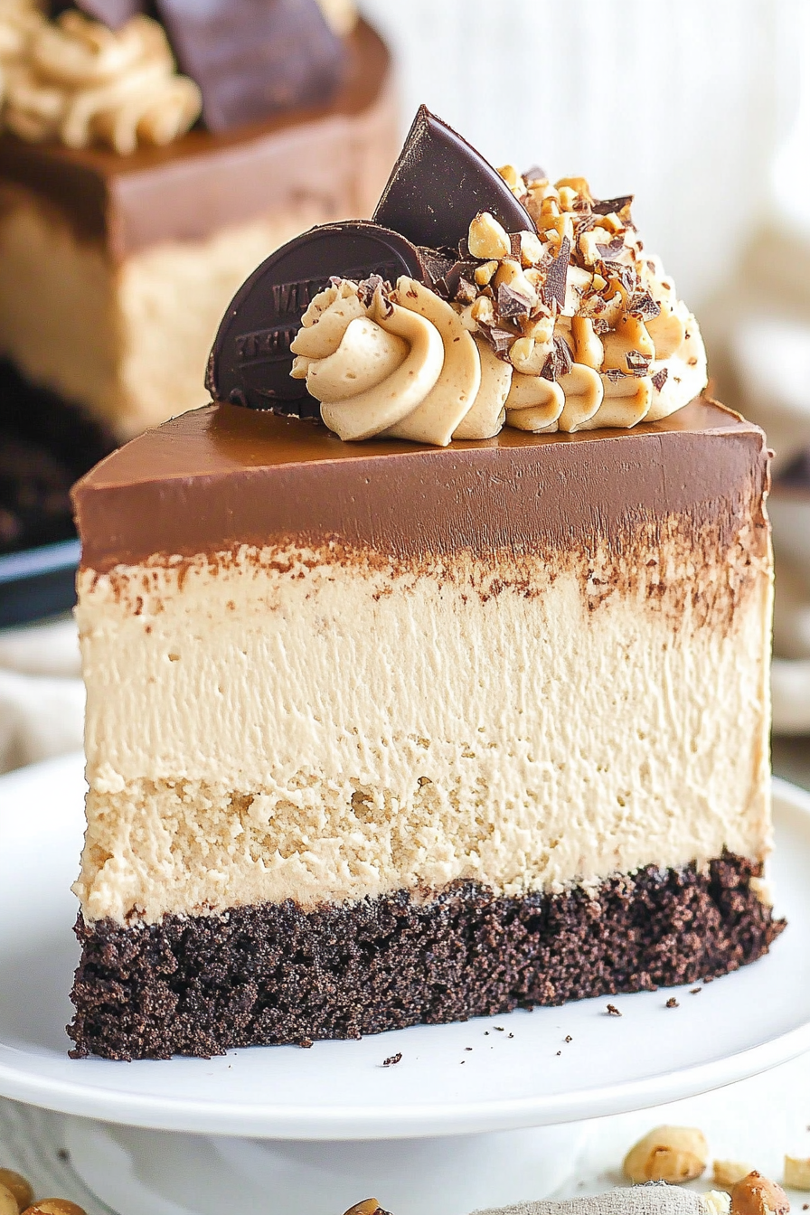 Peanut Butter Chocolate Mousse Cake Recipe Final Dish Presentation