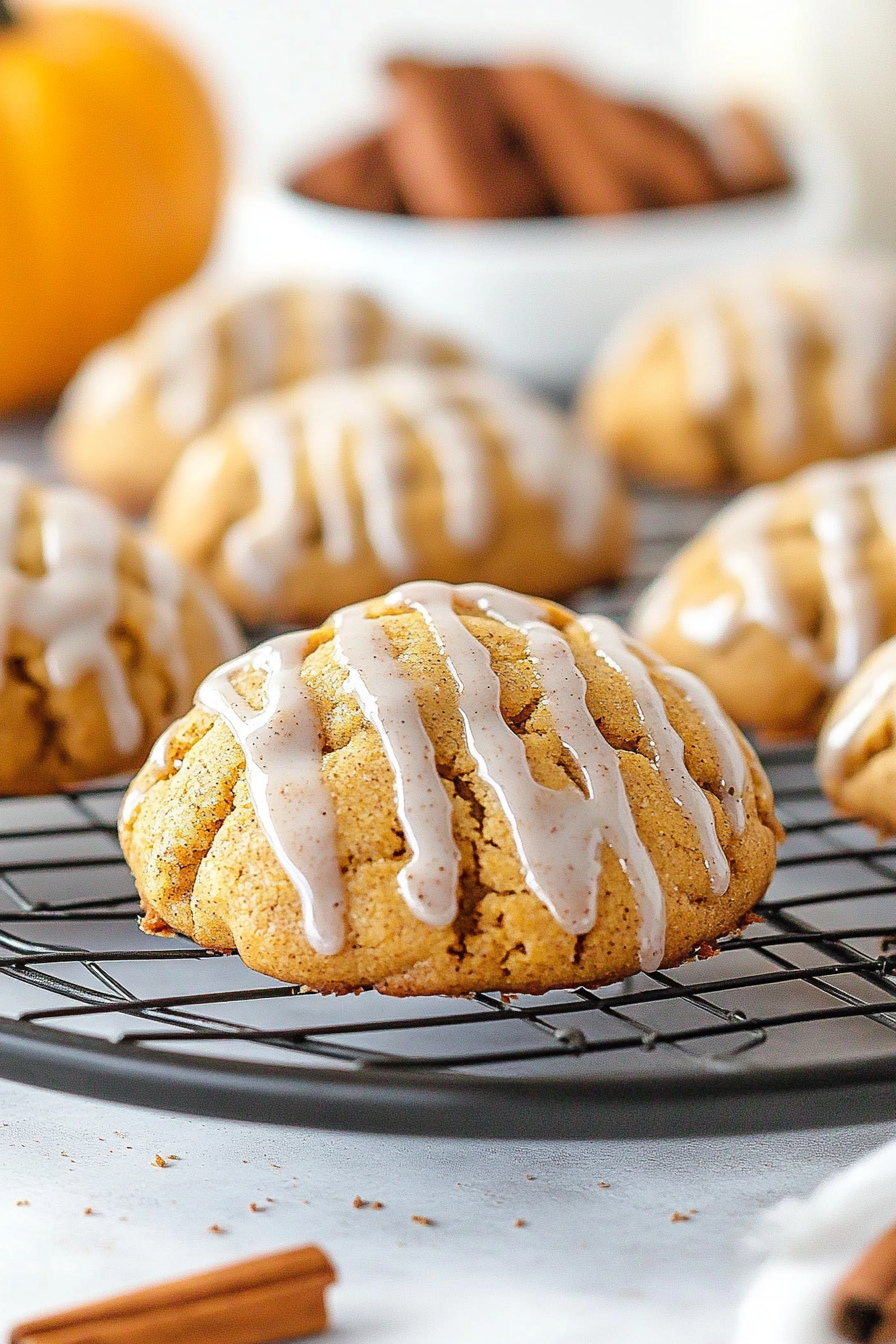 Pumpkin Cookies Drizzled with Cinnamon Glaze Recipe Final Dish Presentation