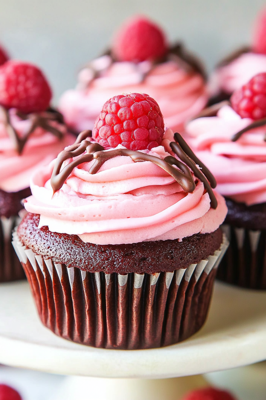 Raspberry Chocolate Cupcakes Recipe Final Dish Presentation