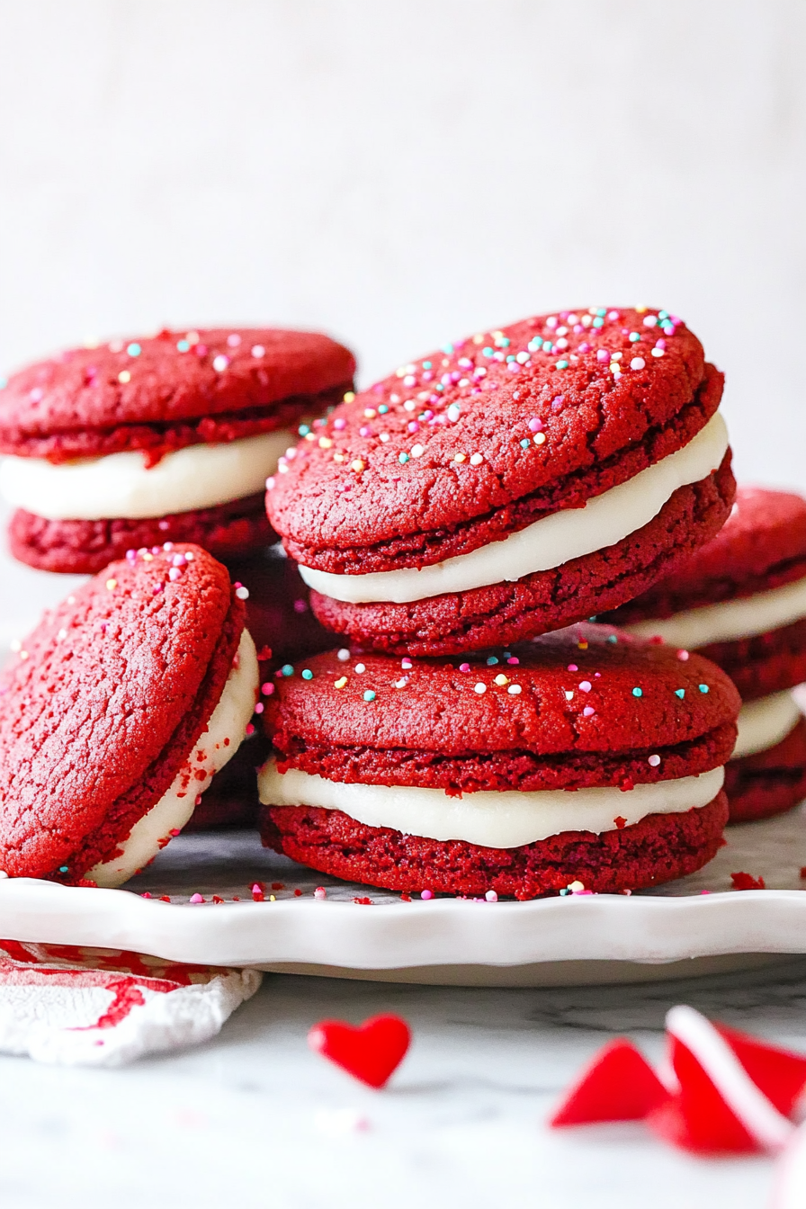 Red Velvet Cookie Sandwiches Recipe Final Dish Presentation