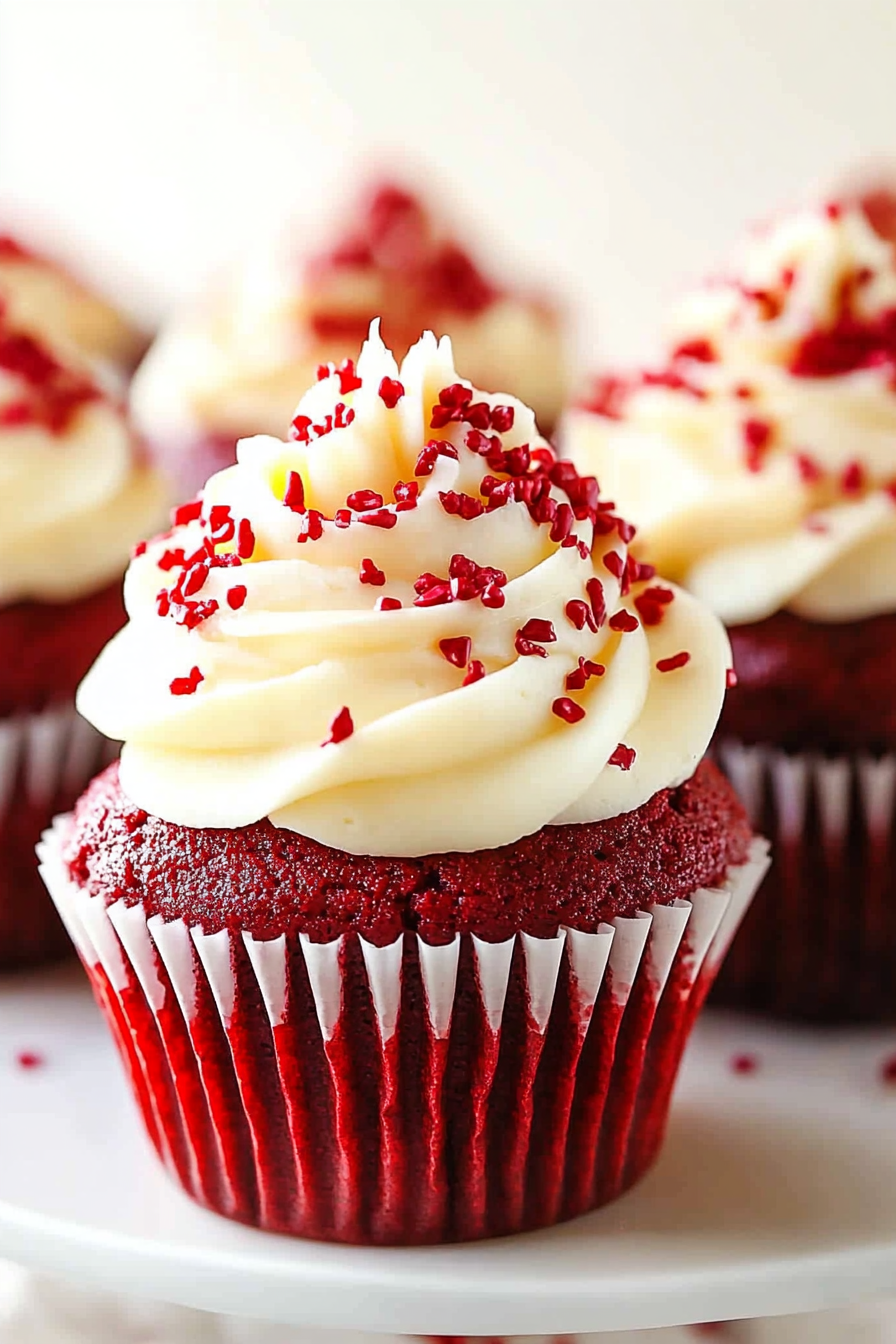 Red Velvet Cupcakes with Cream Cheese Frosting Recipe Final Dish Presentation