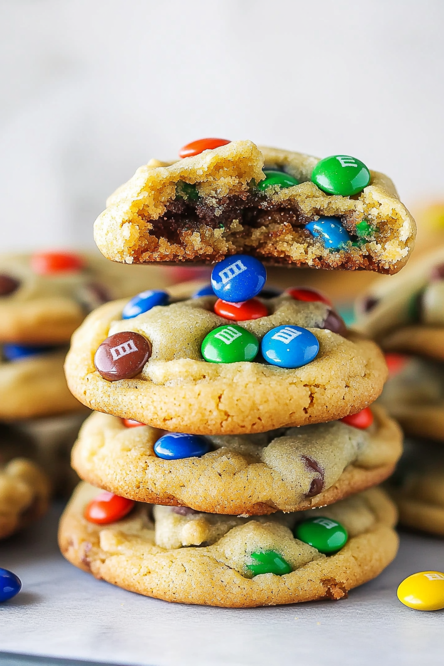 Soft Baked M&M Cookies Recipe Final Dish Presentation