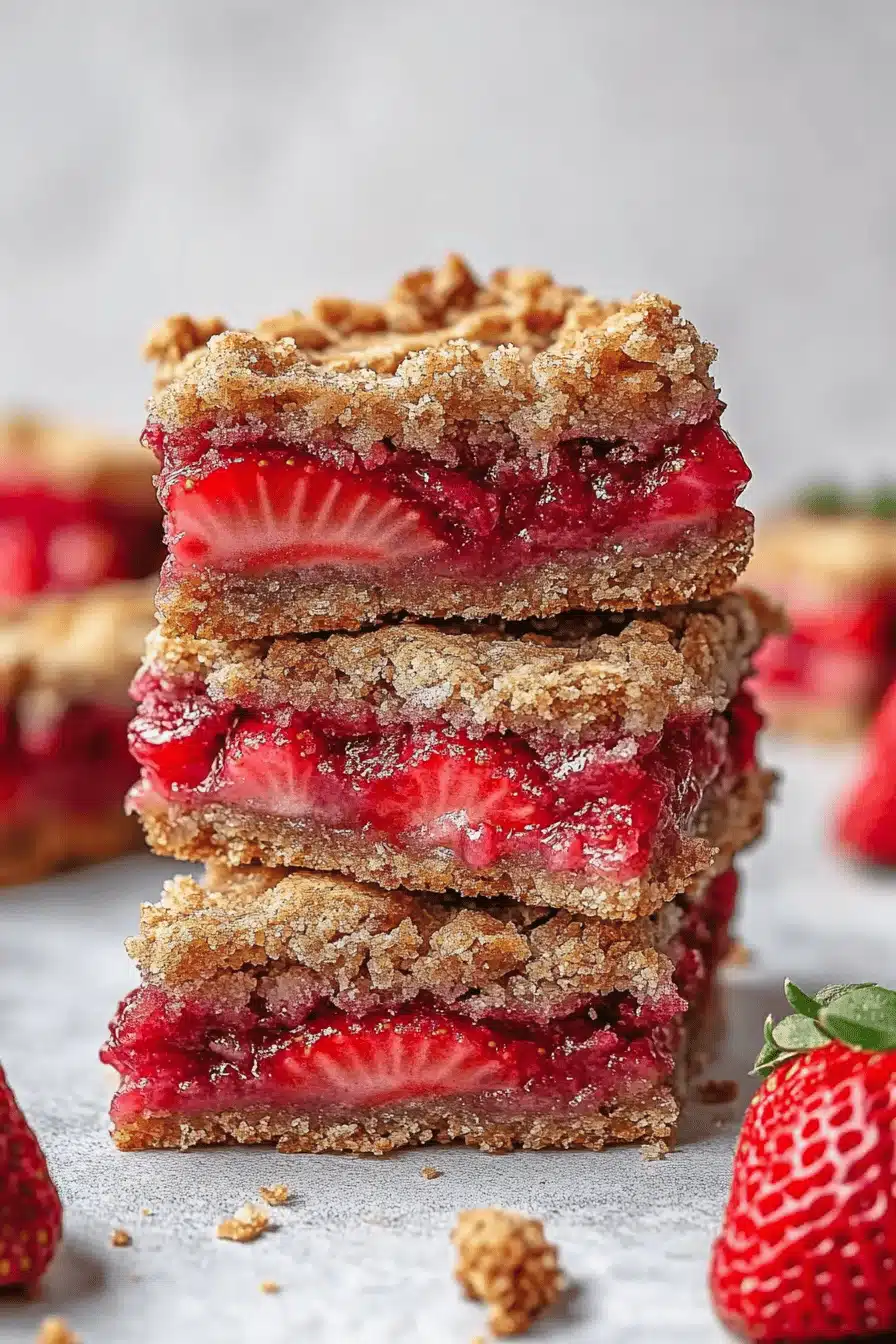 Strawberry Crumb Bars Final Dish Presentation