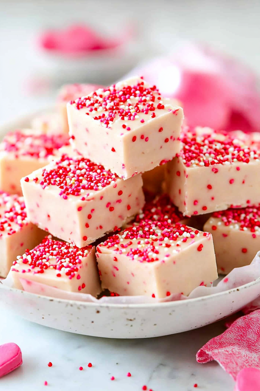 Valentine's Day Fudge Recipe Final Dish Presentation