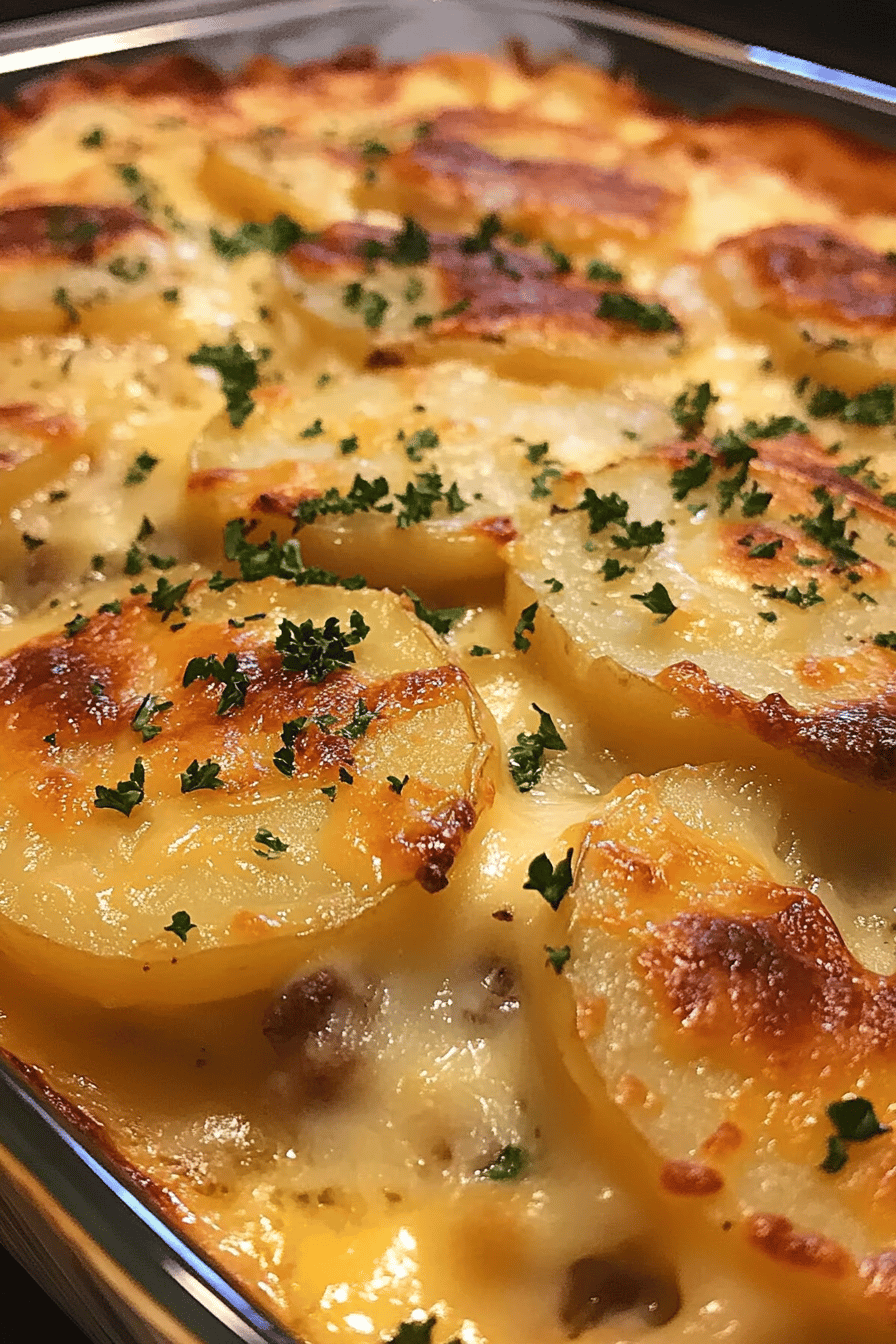 Delicious Pork Chop Potato Casserole Recipe: Easy Dinner Idea Final Dish Presentation