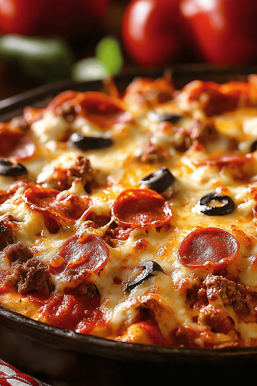 Easy Meat Lovers Pizza Casserole Recipe for Dinner Final Dish Presentation