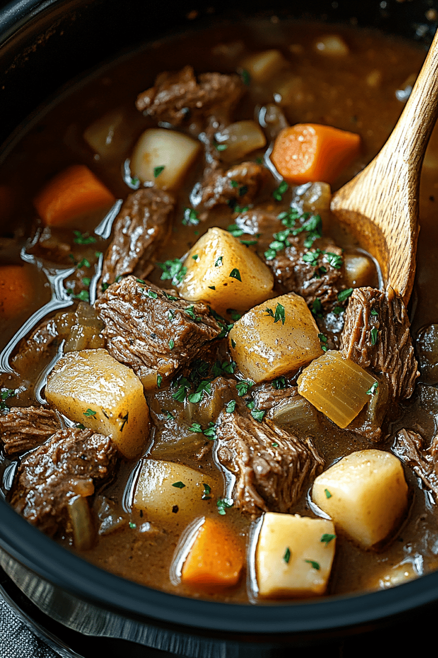 Easy Slow Cooker Beef Stew Recipe: Deliciously Simple Final Dish Presentation