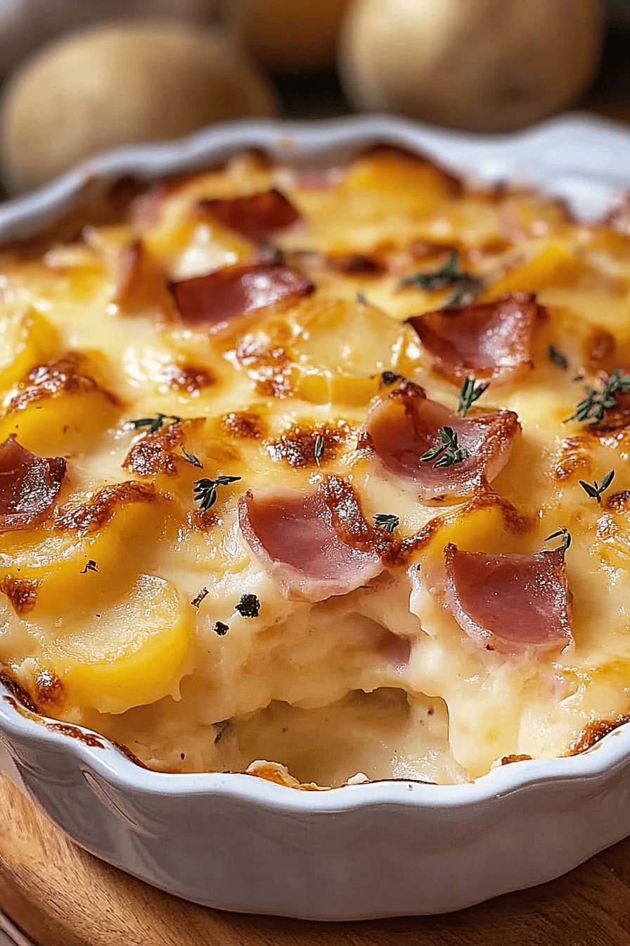Ham and Au Gratin Potato Casserole: Delicious Recipe Final Dish Presentation
