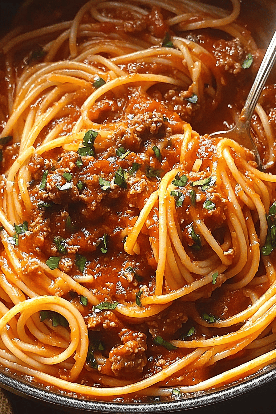 Old School Meat Sauce Spaghetti Recipe Homemade Final Dish Presentation