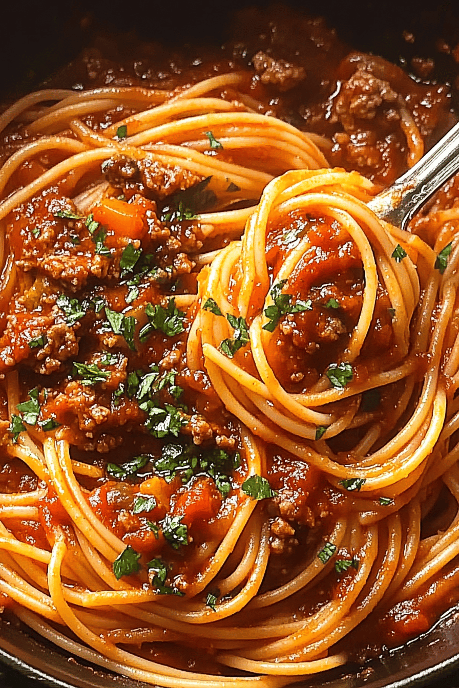 Old School Meat Sauce Spaghetti Recipe Homemade Final Dish Presentation