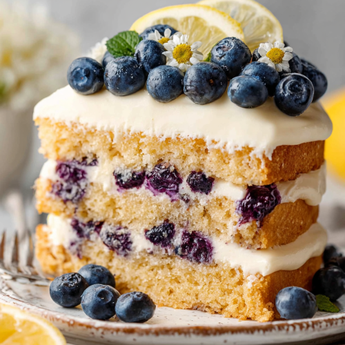 Delish Lemon Blueberry Layer Cake