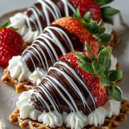 Chocolate Dipped Strawberry Pizzelle