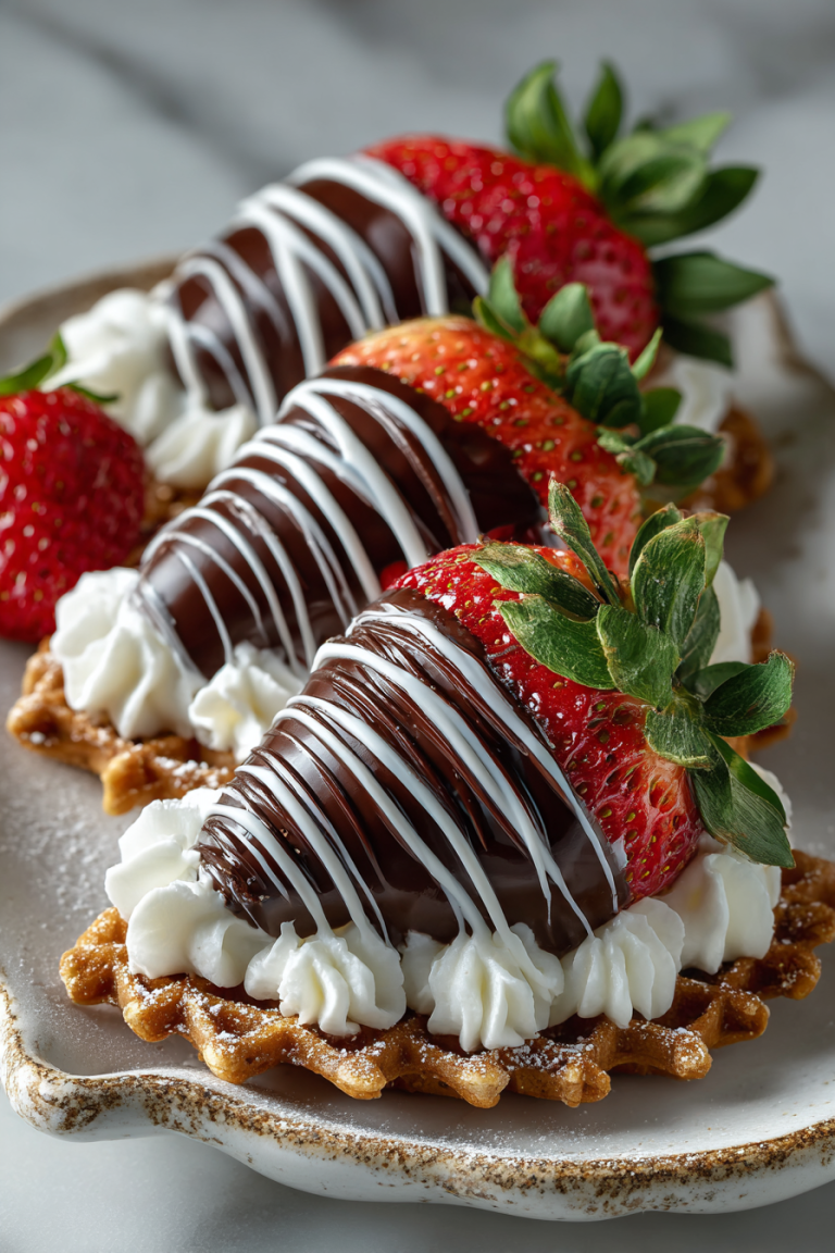 Chocolate Dipped Strawberry Pizzelle