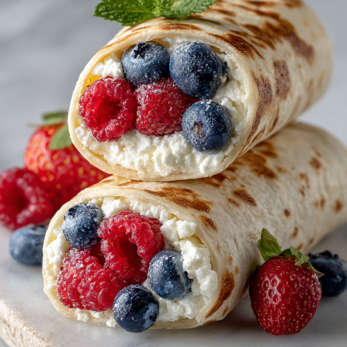 Cottage Cheese Wraps with Fresh Fruit