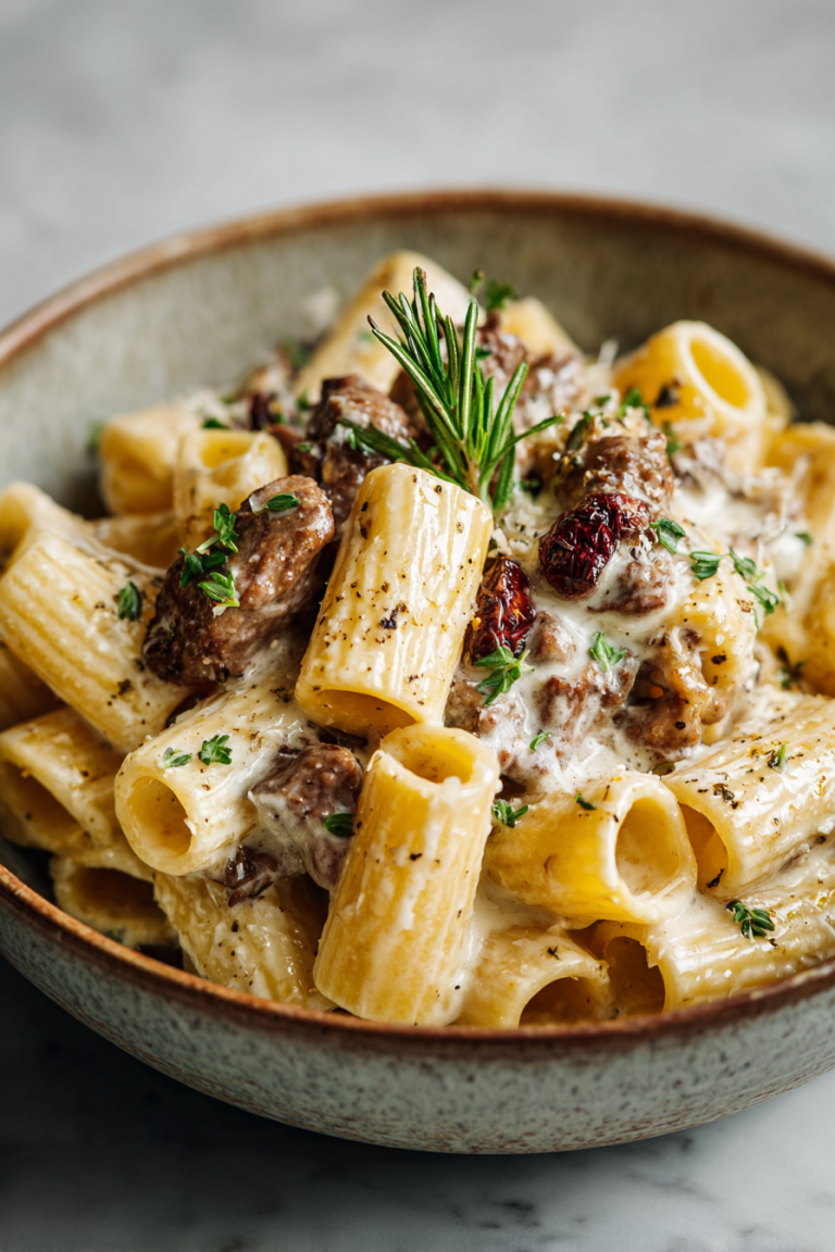 Creamy Parmesan Beef Rigatoni