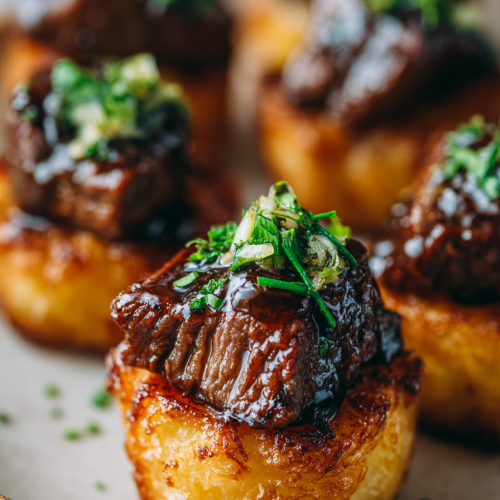 Garlic Butter Beef and Potato Bites
