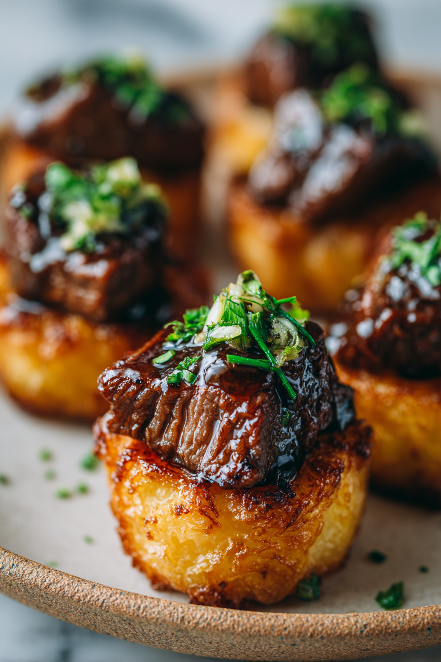 Garlic Butter Beef and Potato Bites