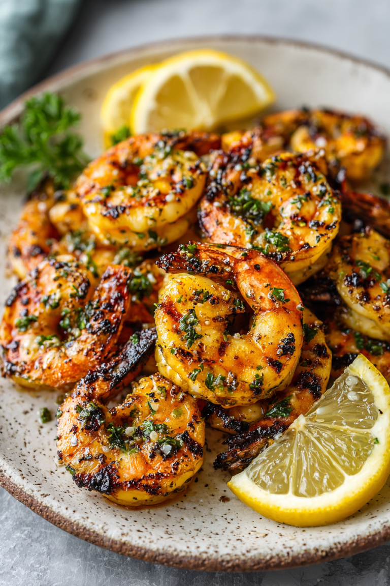 Garlic Grilled Shrimp with Lemon