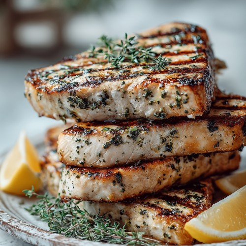 Grilled Swordfish Steaks with Lemon Marinade