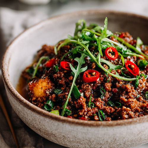 Ground Beef Hot Honey Bowl