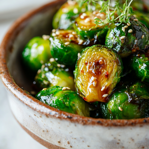 Honey Sriracha Glazed Brussels Sprouts