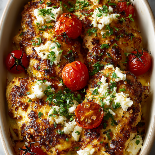 Hot Honey Feta Chicken Bake