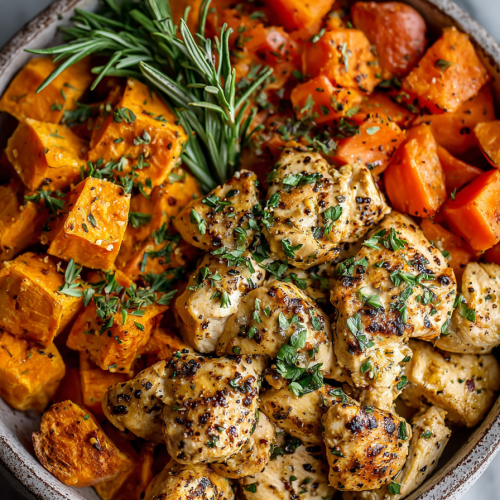 Maple Dijon Chicken Sweet Potato Bowls