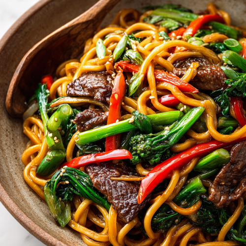 Mongolian Beef Noodle Stir Fry